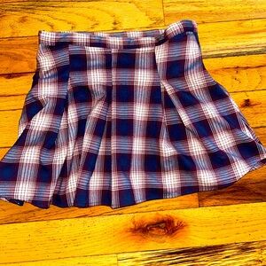 Pink and purple plaid mini skirt